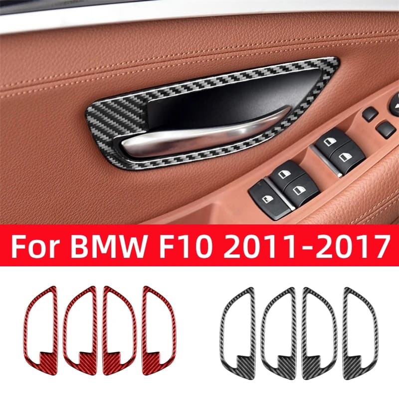 Accessories for BMW Series 5 F10 2011-2017 Carbon Fiber Decorative Frame for Internal Handle Auto Wall decals for Coating