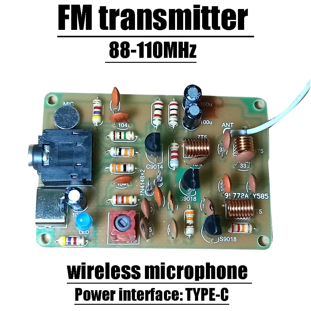 Modulo trasmettitore FM 88-110 MHz TYPE-C USB POWER Radio FM Studente microfono wireless Audio MP3 Ripetitore trasmette segnale