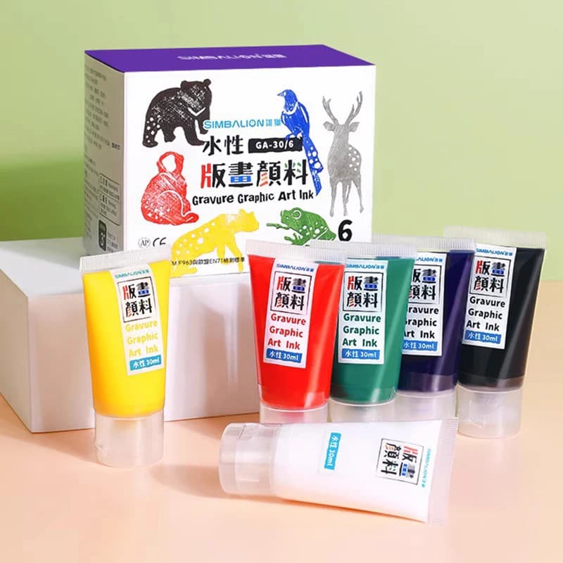 8 Colors 230ml Printmaking Inks Water-Based Printing Paint Linoleum Blocks on Paper Art Glue Board Wood Wall for Adults Artists