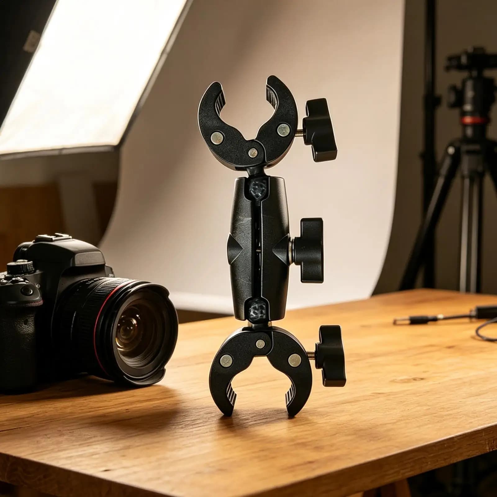 Action Camera Mount Universal Double Headed Anti-Slip Heavy Duty Camera Clamp Mount Bracket Adapter For Highway Street Track