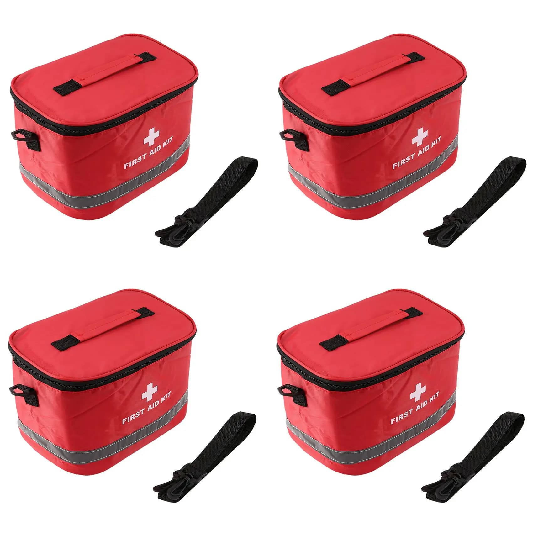 4X Kit di pronto soccorso per esterni Borsa da campeggio sportiva Pacchetto di sopravvivenza di emergenza Borsa a tracolla con simbolo della croce sorprendente in nylon rosso-B60B