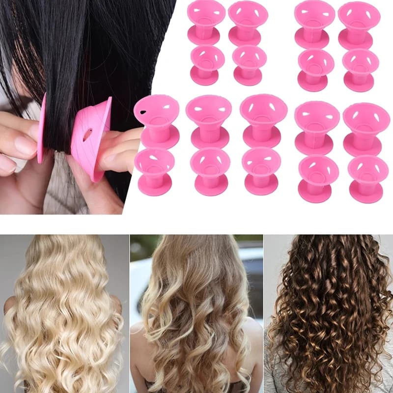 10 pcs/20 pcs set Gomma Soft Mage Hair Care Rubber Rollers Silicone Bigodino Hair Care No Heat Without Hair Clips Curling Styling Tool FAI FROM TE