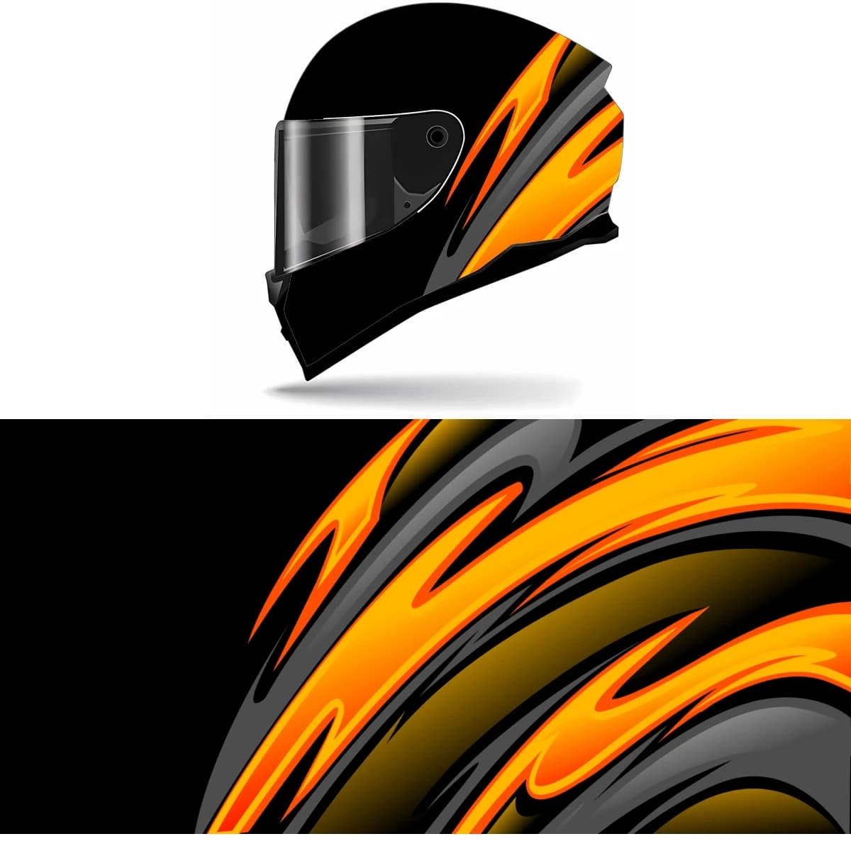 Abstract Yellow Curve Full Helmet Wrap Sticker Motorcycle Helmet Racing Graphic Decal Vinyl Wrap Helmet Decor Sticker