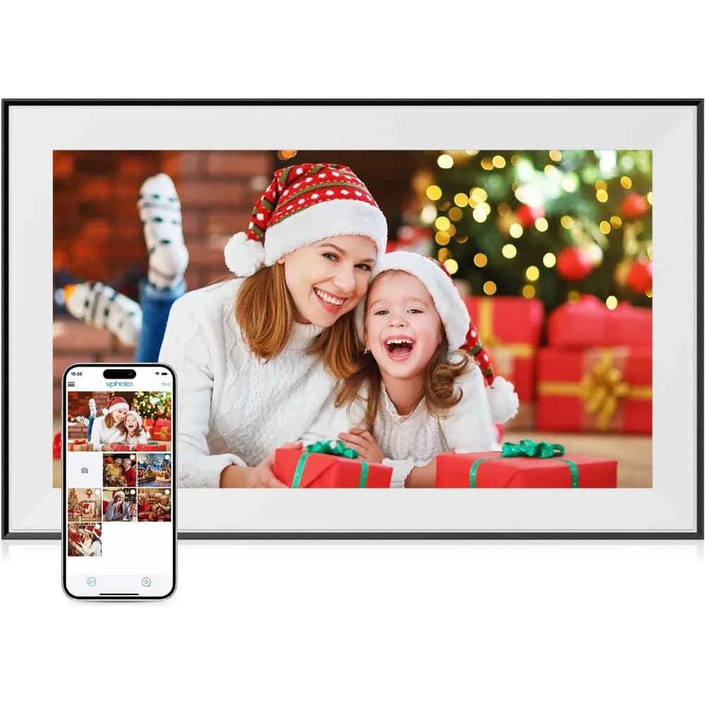 Cornice digitale WiFi grande da 16 pollici, 32GB, schermo touch FHD, rotazione automatica, condivisione di foto e video tramite app gratuita, regalo per la mamma