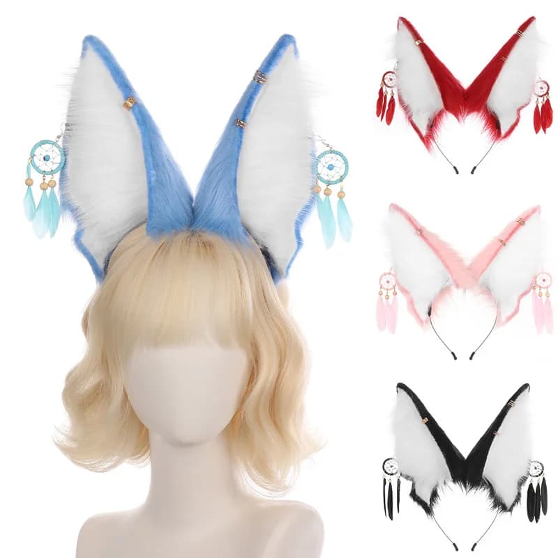 Le Cool Handmade plush animal ear headband, dreamcatcher accessory, Halloween costume Anubis​Egyptian Comic Con Headwear