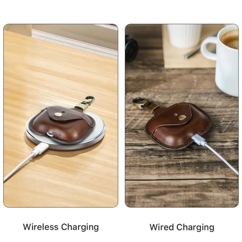 R53C Genuine Leather Protective Case For Pro3 Wireless Earbud Shell With Retro Metal Button And Precise Charging Port