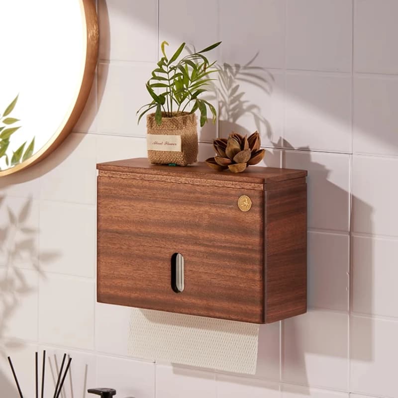 Solid Wood Tissue Boxes Bathroom Toilet Retro Paper Box Living Room Wall Hanging Tissue Storage Dining Room Napkin Container
