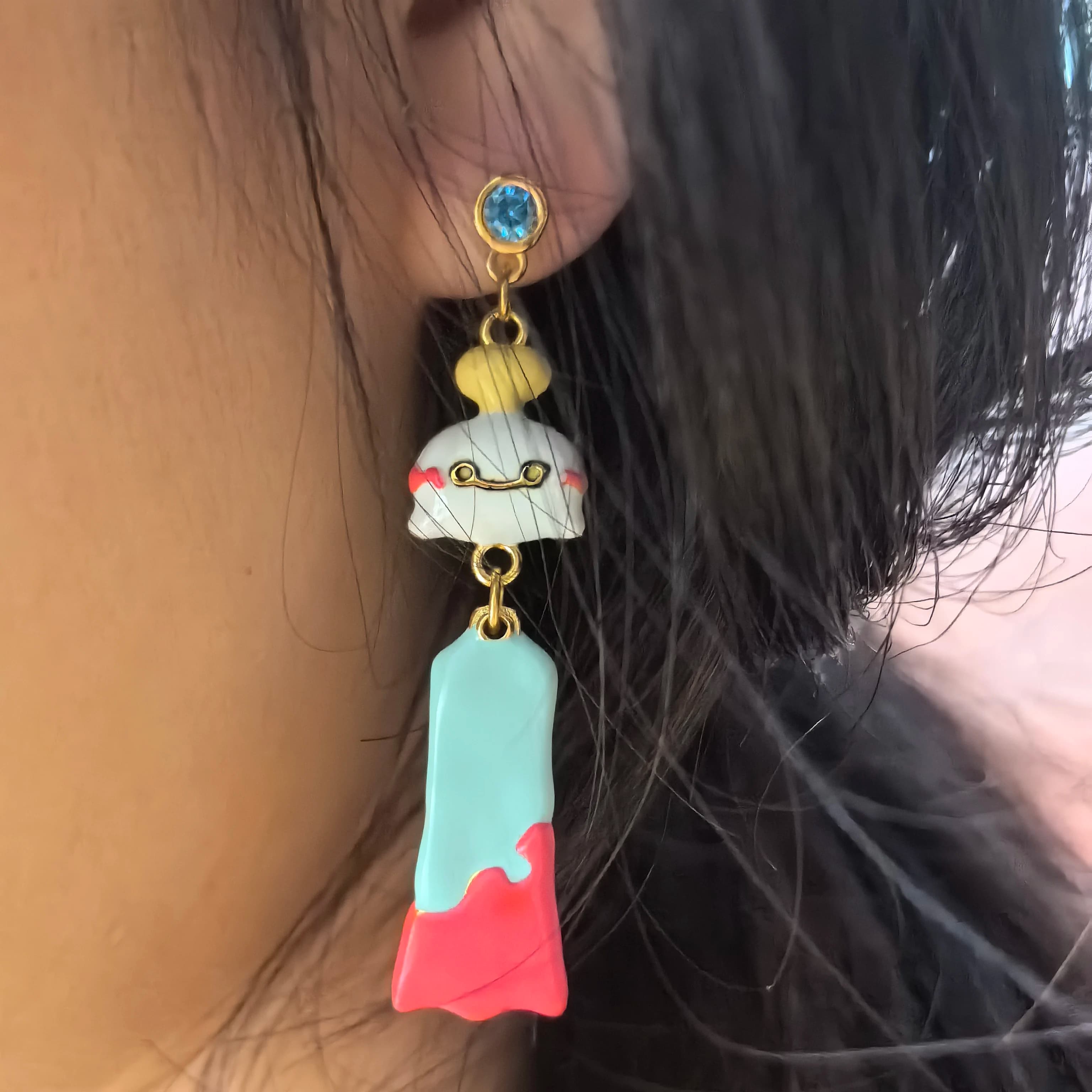 Chimecho Accessory Women Earring Resin Drop Funny Custom Cute Girls Gift Eardrop Anime Pokemon Decoration Ear Clip Ear Studs