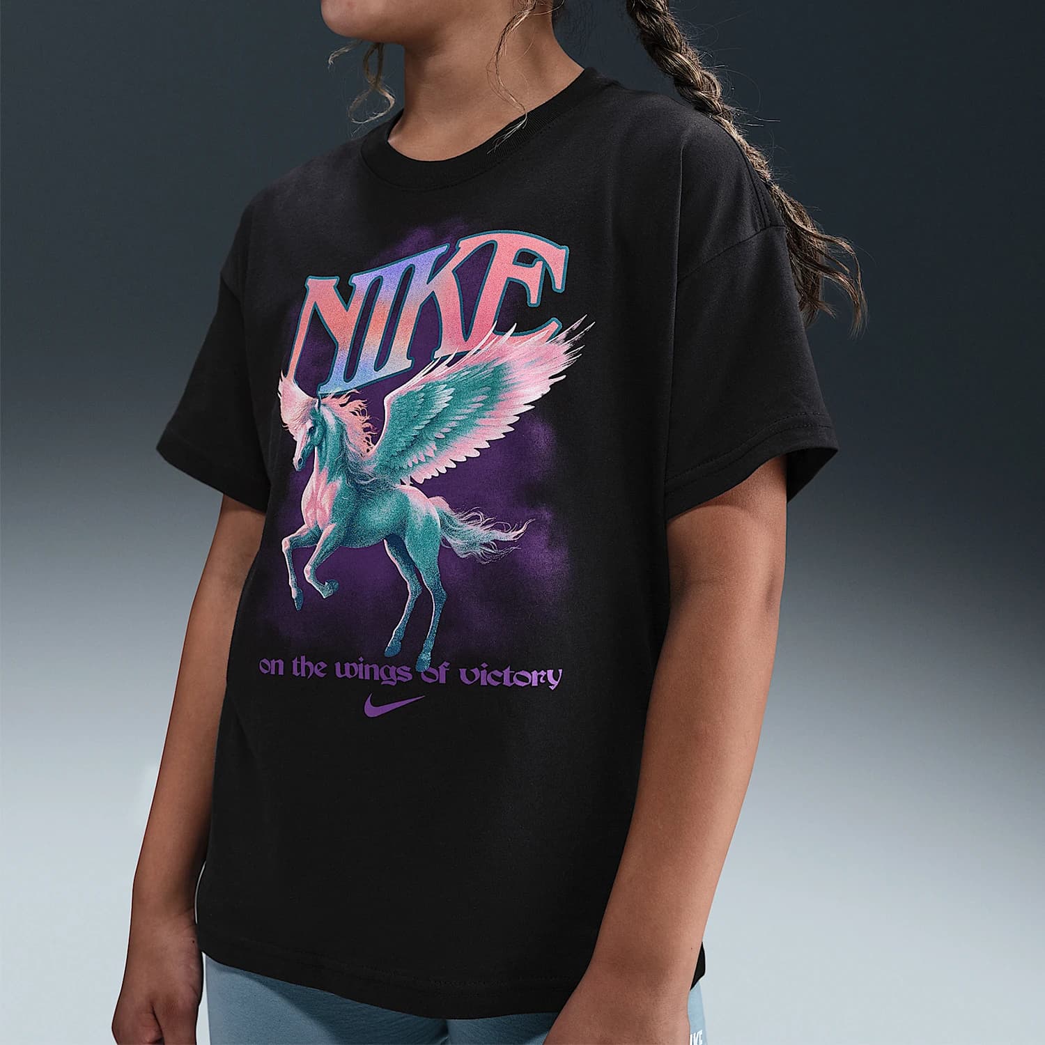 Nike genuine Sportswear big children's printed pattern fashionable short sleeved HV5725-010