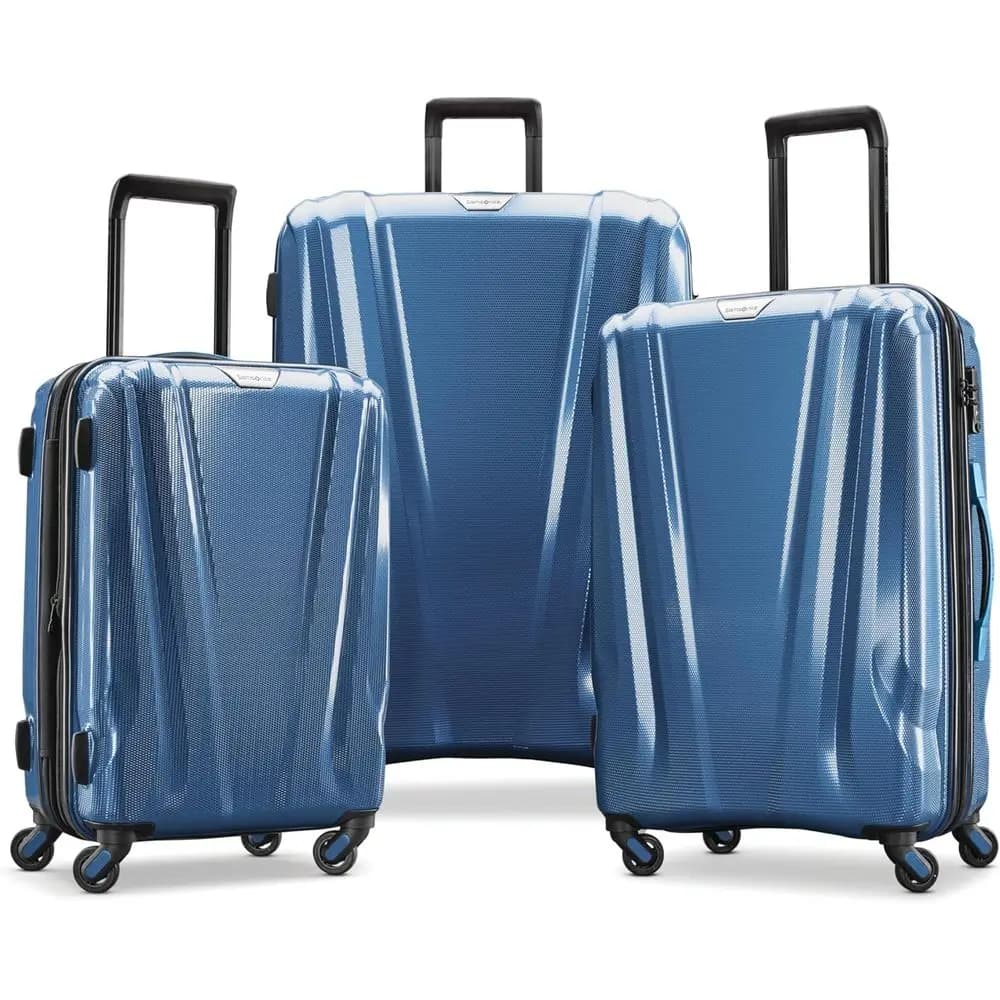 Set di valigie spinner a 4 ruote con serratura TSA, maniglia laterale, guscio rigido, Lagoon