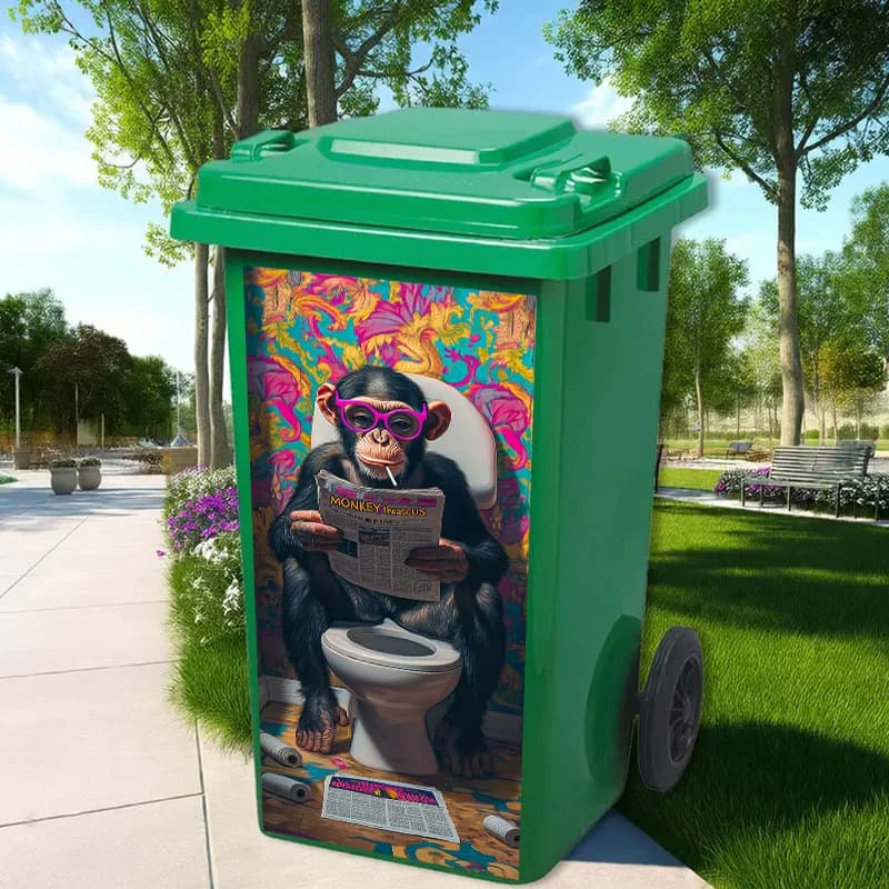 1 divertente adesivo per cestino dei rifiuti a forma di tarsio - Adesivo decorativo impermeabile in PVC per bagno, design divertente per WC, adesivo artistico per la casa