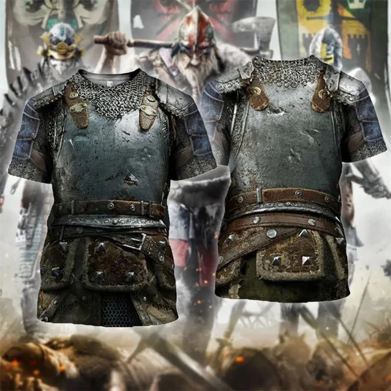 Maglietta grafica cavalieri templari per uomo cavaliere armatura medievale maglietta con stampa 3D abbigliamento Cosplay nuovi top manica corta Harajuku