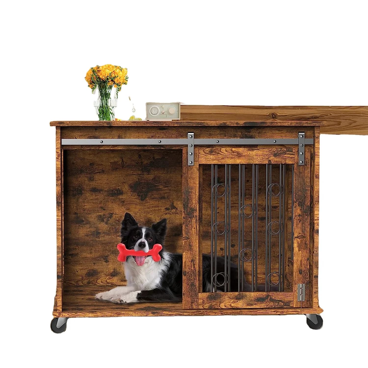 2023 Tavolino per mobili in legno per cani con porta per animali domestici
