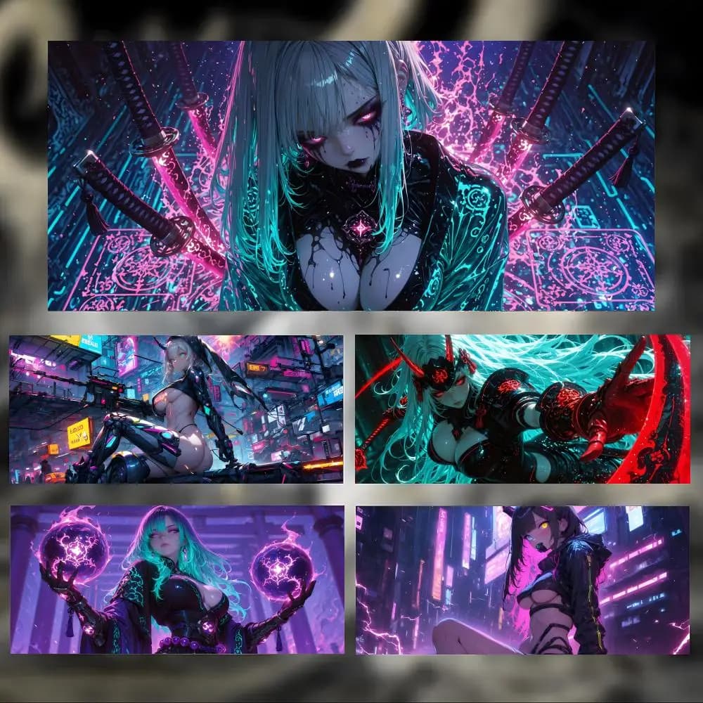 cyberpunk artwork Cyberpunk girl Mouse Pad Large Thick Desk Pad Stitched Edges Gaming Mouse Mat for PC