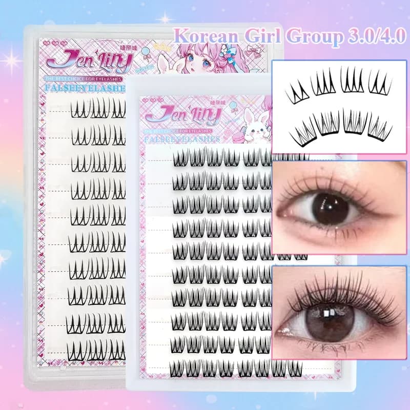 Korean Girl Group 3.0/4.0 Cluster Lashes Fluffy K-pop Idol Lashes Natural Idol Style Manga Lashes Beginner Friendly