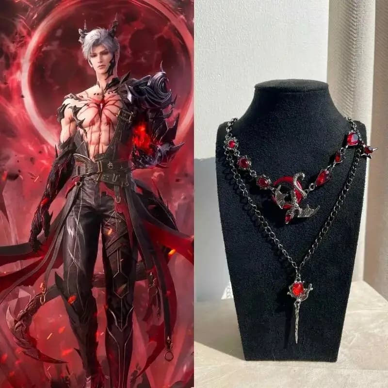 Collana con Ciondolo a Doppio Strato Love And Deepspace Sylus Dragon, Scultura Anime Cosplay, Amuleto Cartoon, Ornamento ACG, Regalo di Natale