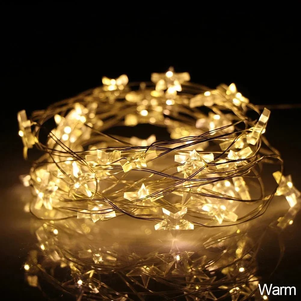 2/4/6M Star Copper Light String Room Decoration LED Fairy Lights decorazione per Garden Wedding Party DIY Star Lamp Battery box