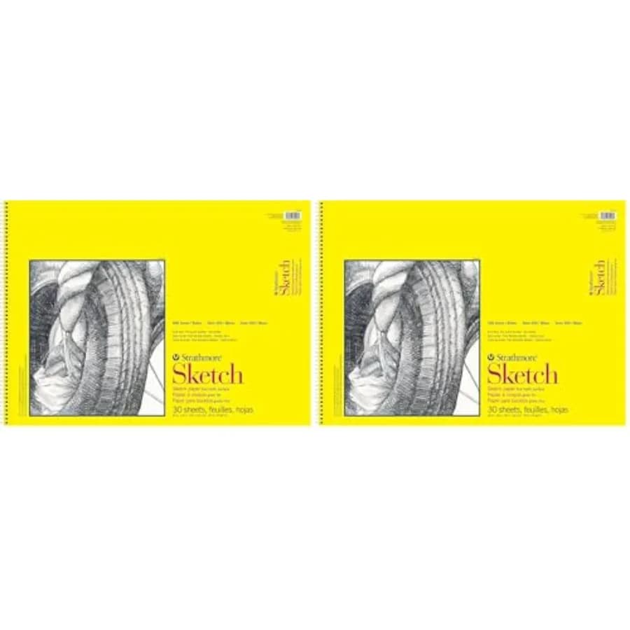 300 Series Sketch Pad,,30 Sheets, Side Wire - Artist Sketchbook for Drawing, Illustration, Art Class Students Pack of 2