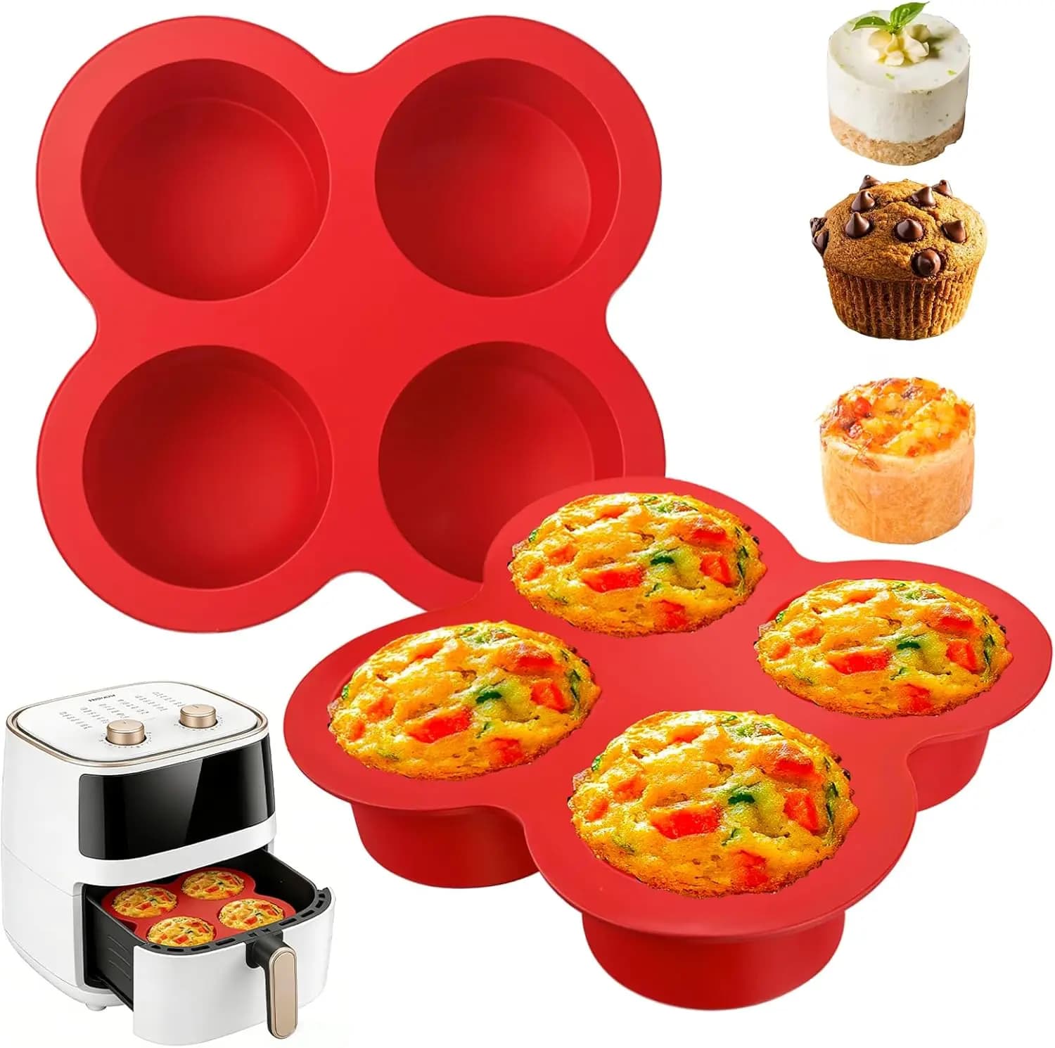 Silicone Moulds for Eggs and Muffins, Set of 2, Air Frying Reels for Mini Muffin and Eggs