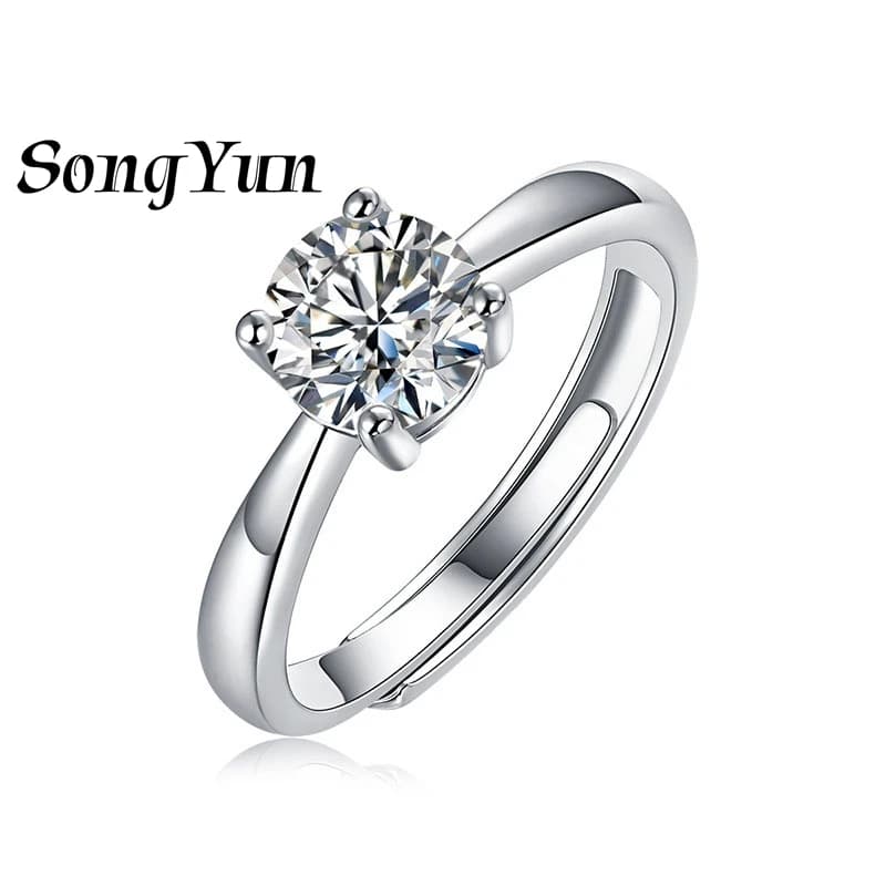 Anello di Lusso SONGYUN in Argento Sterling 925 con Moissanite VVS, Anello Scintillante per Fidanzata, Placcato Oro 18K, Gioielleria Brevettata SYT
