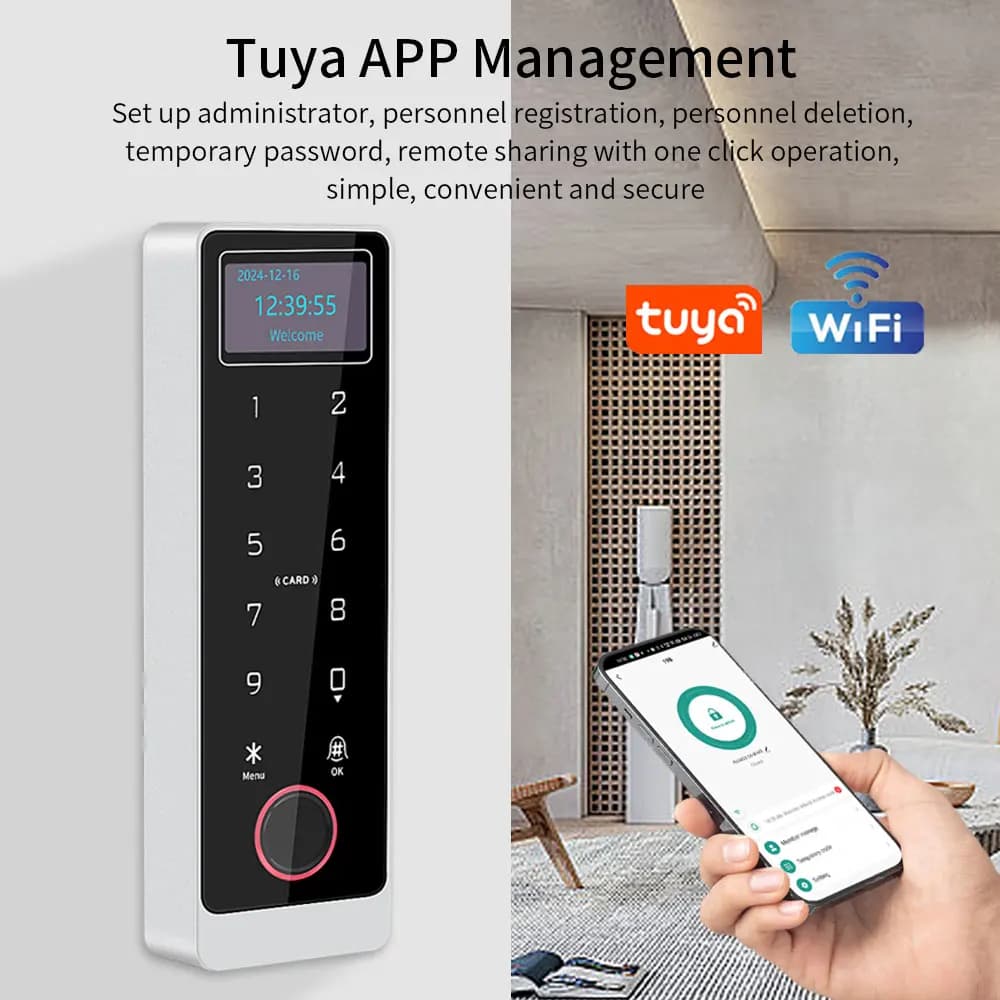Schermo LCD Tuya Controllo accessi Wifi APP mobile Serratura remota Controller Apri Impronta digitale Scheda IC NFC Sblocco Impermeabile IP67