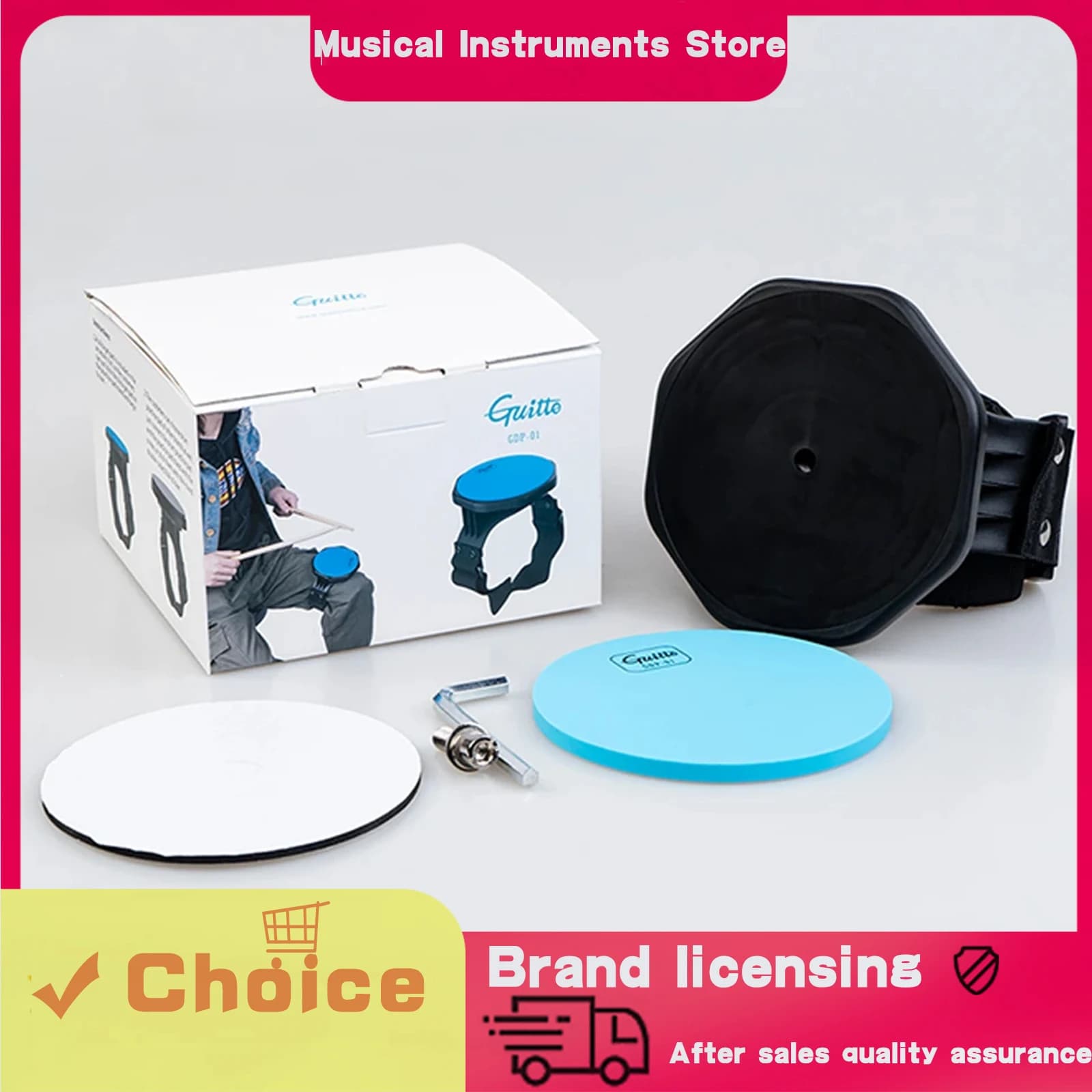 Supporto per tamburo muto in silicone Supporto per tamburo muto Supporto per pratica gamba in ABS Accessori per strumenti musicali Pad per batteria muto silenzioso