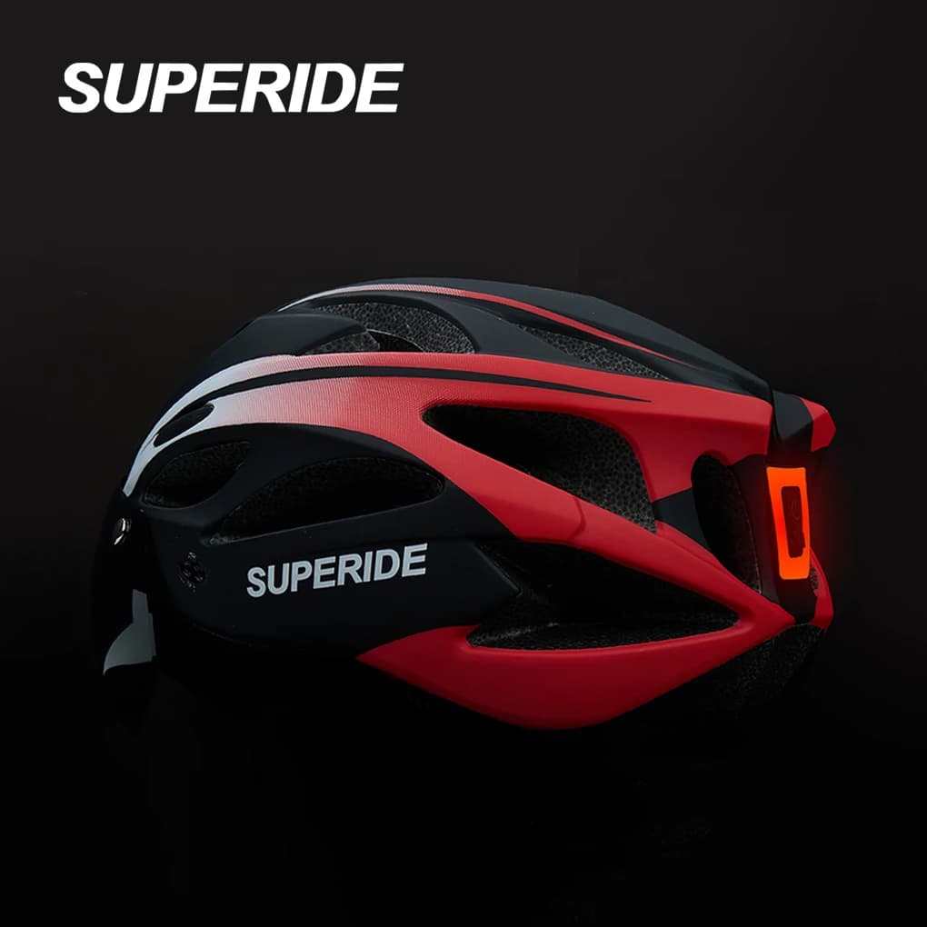 Rechargeable Road Bike Helmet SUPERIDE Women's Cycling Helmet for Men with visor and backlight Sports Bike Helmet MTB with Glasses