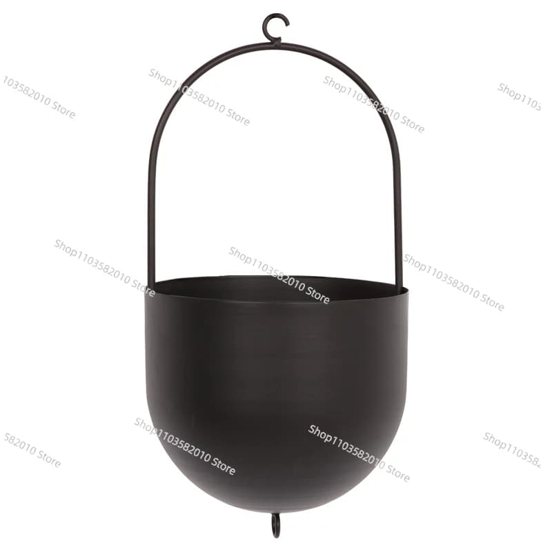 Wrought Iron Hanging Flower Pot, Balcony Green Plant Decorative Air Device for Storefront