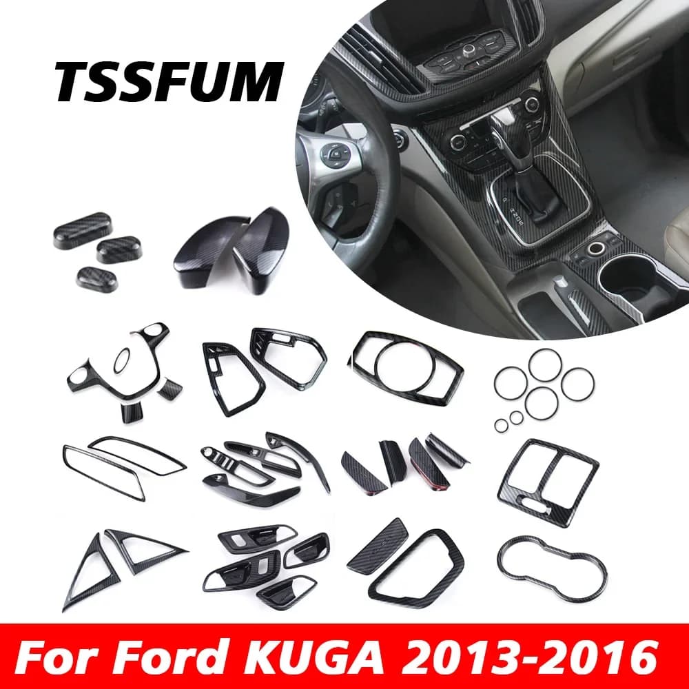 Adesivo in Fibra di Carbonio per Interni Auto, Copertura Pannello Cambio Centrale per Ford KUGA ST 4x4 2013 2014 2015 2016, Accessori Auto