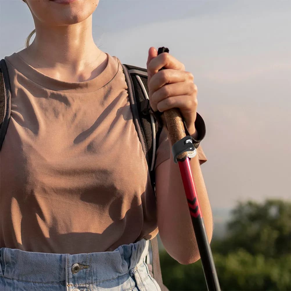 2 Pieces Nylon Fixing Clip Lightweight and Portable with External Block for Trekking Stick Handle, for Alpinism, Hiking and Backpacking