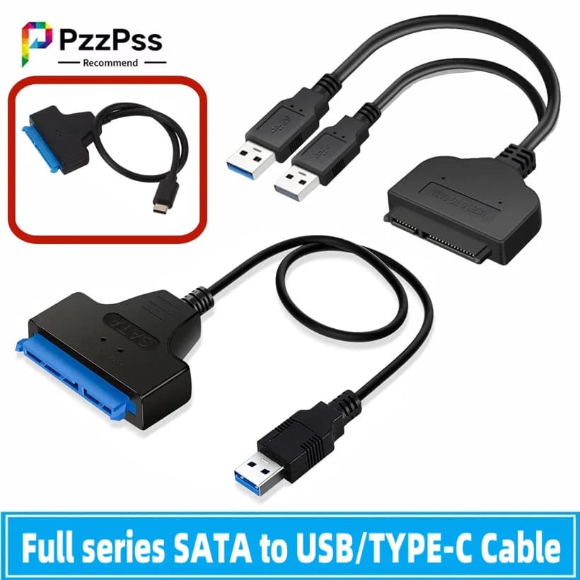 Cavo SATA a USB 3.0/2.0 TYPE-C per HDD SSD da 2,5" Convertitore adattatore da USB a SATA III da 6 Gbps per disco rigido esterno 22 pin