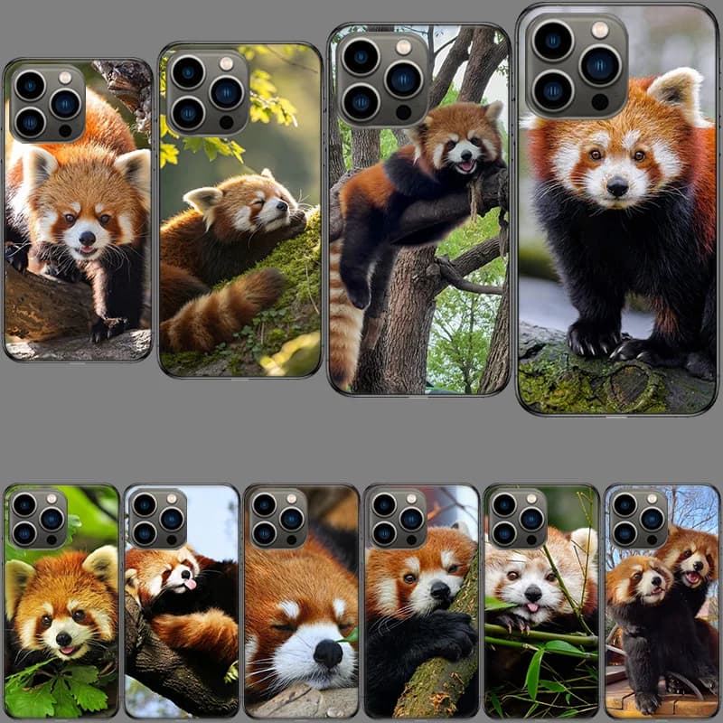 Cover per iPhone antiurto con panda rosso popolare per modelli 16E, 15 Pro, 14 Plus, 17E, 16, 17 Pro Max, Air, 11, 12, 13 Mini - Custodia protettiva simpatica in TP