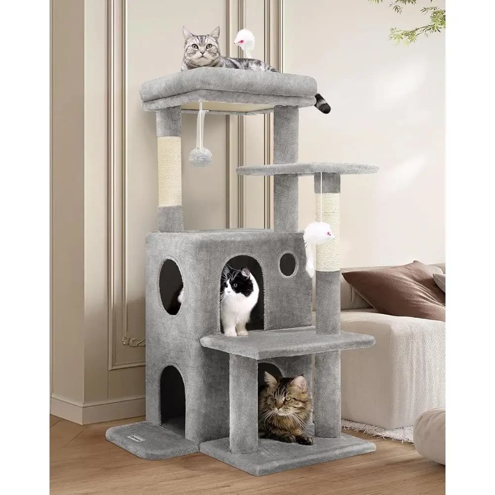 GloCat Albero per Gatti da Interno, 50 Pollici, per Gatti Adulti o Gatti di Taglia Grande, con Gradini, Tiragraffi, 2 Cucce, Dan