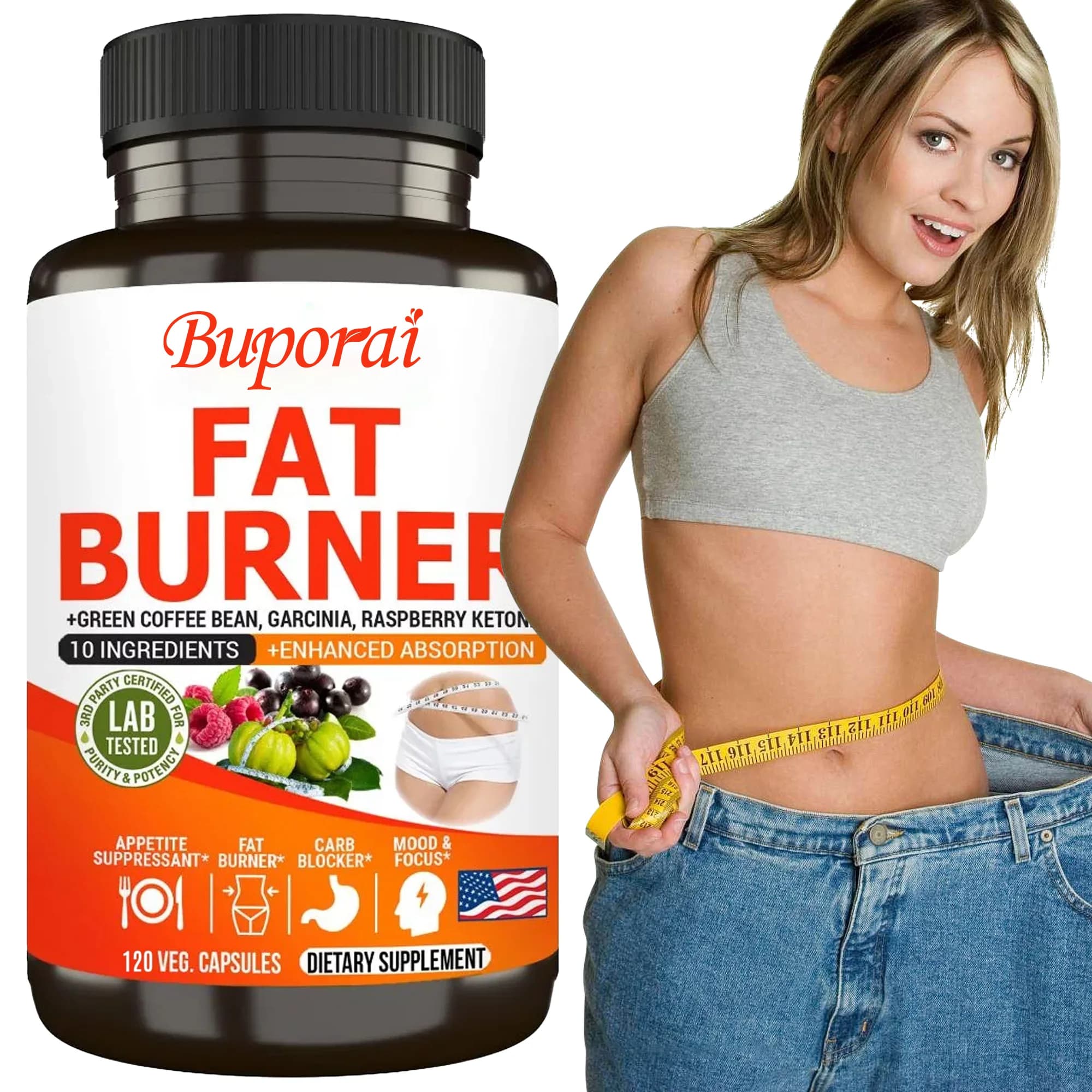 Fat burning capsules: healthy weight management, weight loss, boosting metabolism, suppresses appetite diet