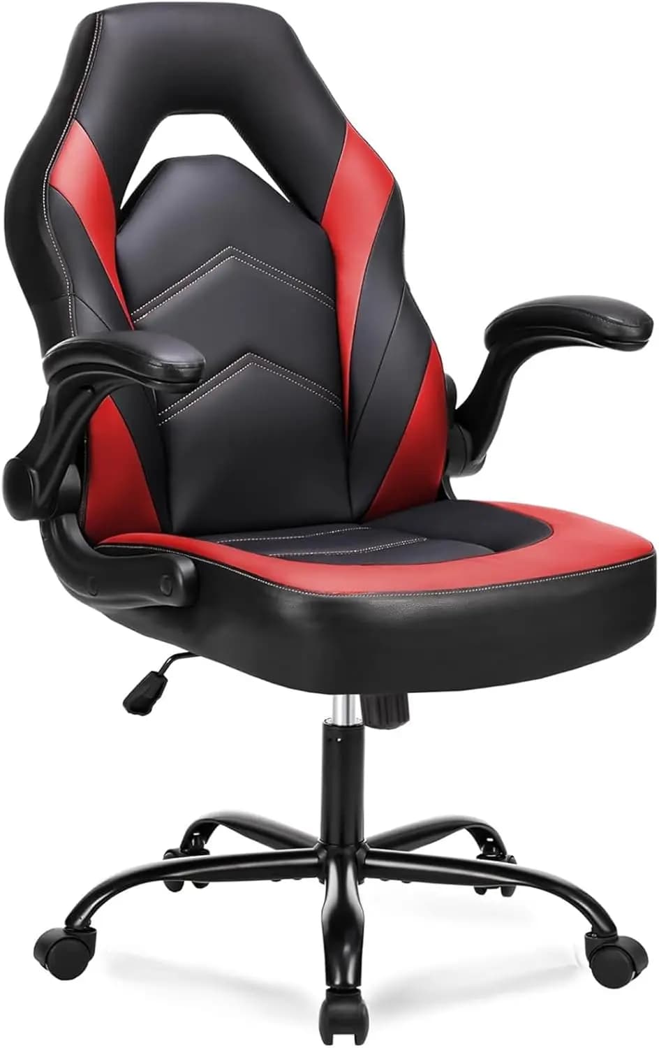 Sedia da Gaming Ergonomica con Braccioli Ribaltabili, Altezza Regolabile e Supporto Lombare per Ufficio Domestico, Rosso Scarlatto