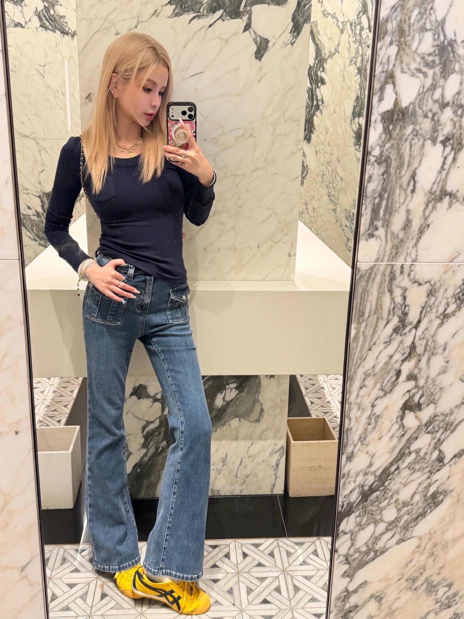 Jeans MungsEra a Vita Alta Elasticizzati Modellanti con Tasche Multiple in Cotone con Cerniera per Donna
