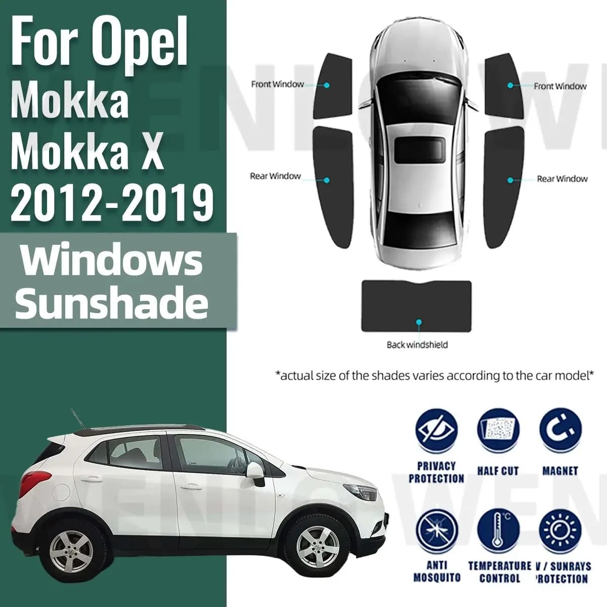 Per Opel Vauxhall Mokka X 2012-2019 Auto Parasole Visiera Parabrezza Anteriore Telaio Tenda Lato Posteriore Finestra Del Bambino Parasole Scudo