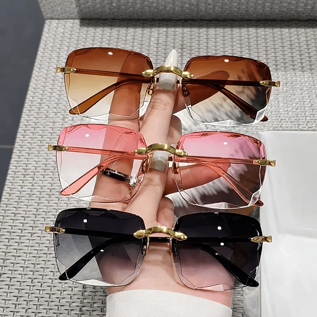 Three PCS frameless light-varying lens glasses, suitable for driving, work and parties, with scratch-resistant lenses, unisex indoor