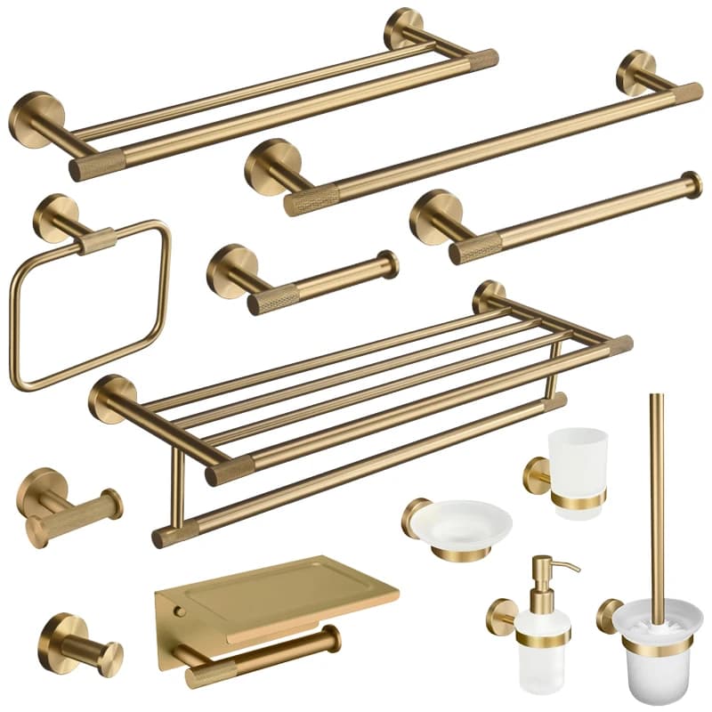 Brushed Gold Bathroom Stainless Steel Towel Rack Toilet Paper Rack Towel Bar Toilet Brush Holder Hardware Accessories