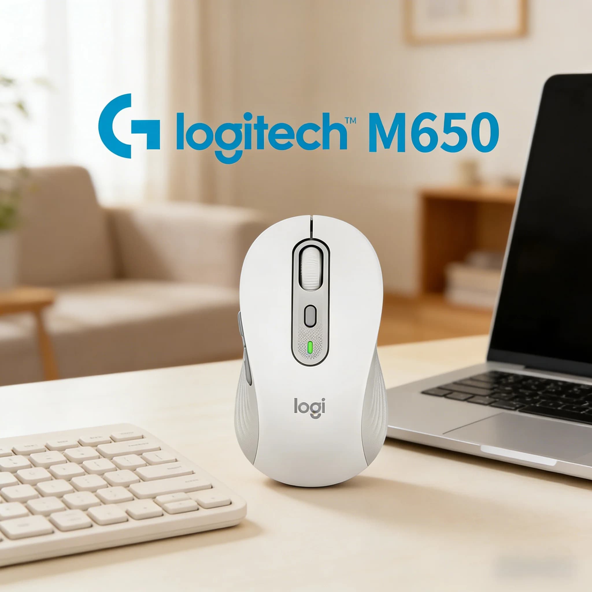 Mouse wireless silenzioso Logitech M650 con riduzione del rumore del 90% e batteria con durata di 24 mesi per Windows, Mac, laptop, uso commerciale, ufficio e biblioteca