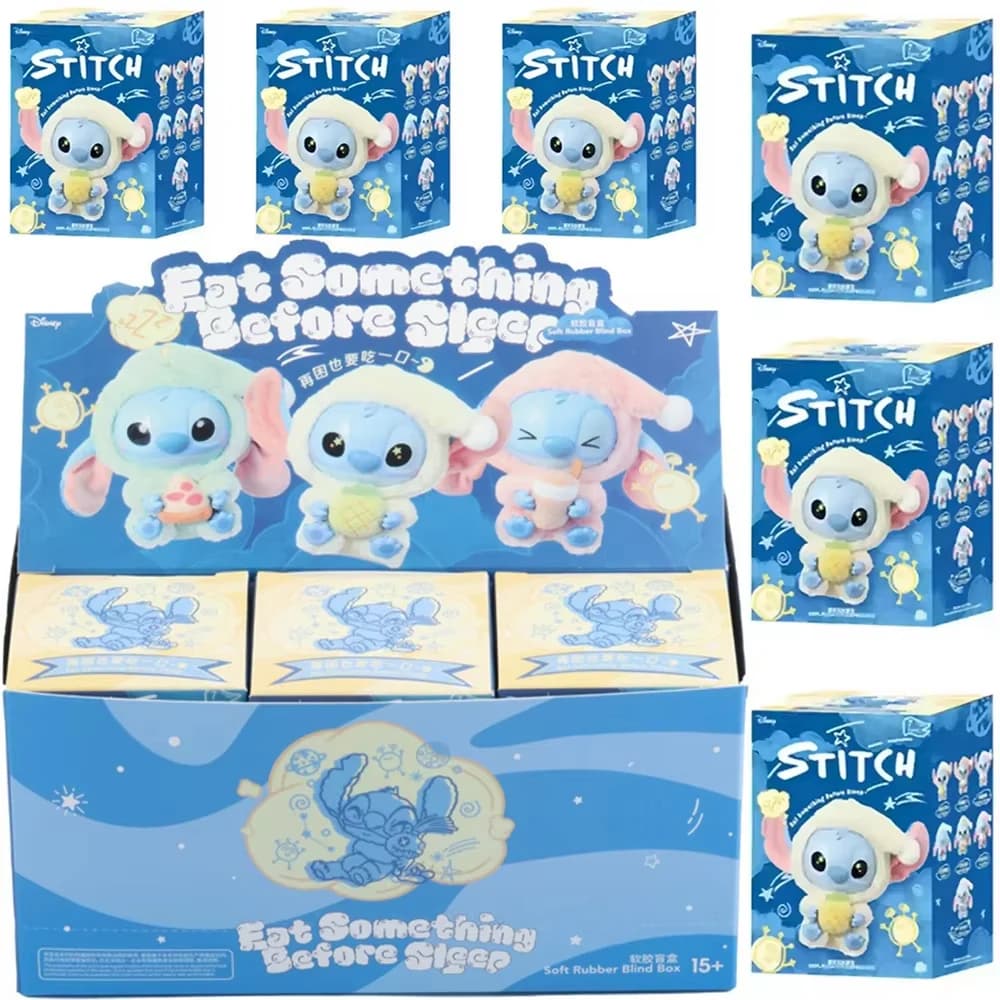 Vendite calde Stitch Blind Box Bag Eat Some Thing Before Sleep Series Ciondolo in vinile Cute Doll Mystery Box Fluffy Doll Regalo a sorpresa
