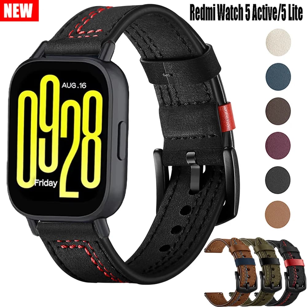 Cinturino ad anello in pelle per cinturino Redmi Watch 5 Lite per Xiaomi Mi Watch5 cinturino attivo braccialetto di ricambio 22mm Correa Accessorie
