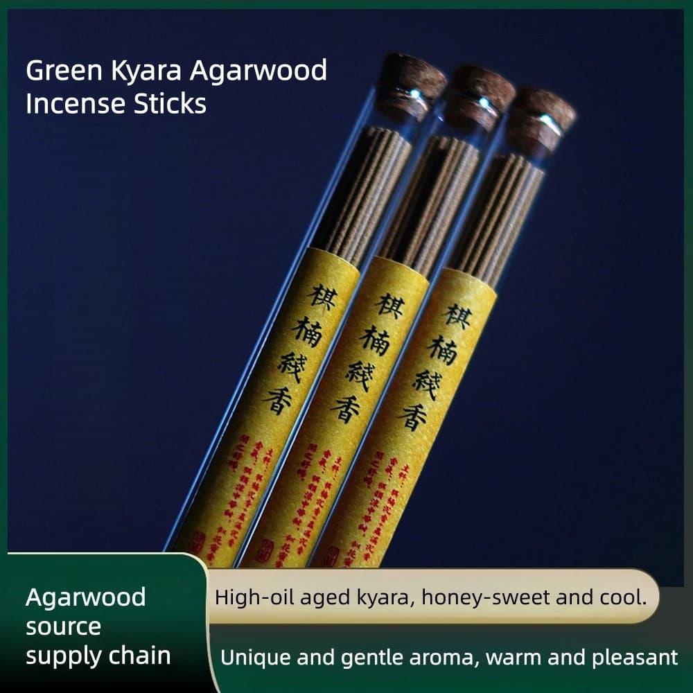 Incenso in stick Kyara Agarwood - Kyara verde, alto contenuto di resina, aroma puro, confezione da 10 g, bastoncini di incenso in legno di agar Kyara verde, Oud