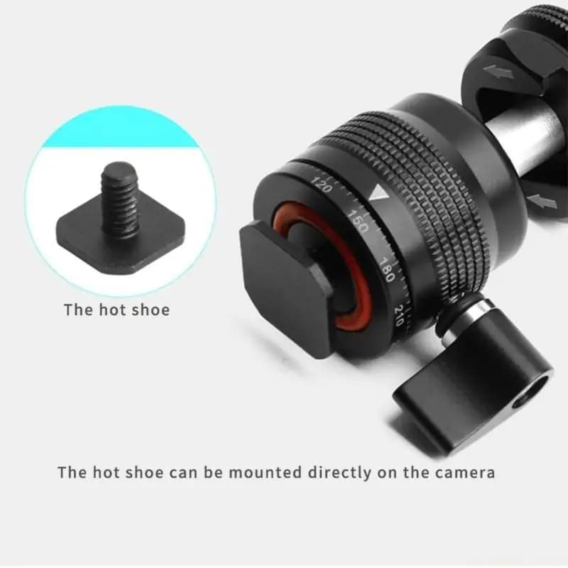 E56B Tripod Ballhead PTZ Camera Bracket Build-in Rubber Circlet with 1/4inch Screw Thread Mount for Camera Tripods Black
