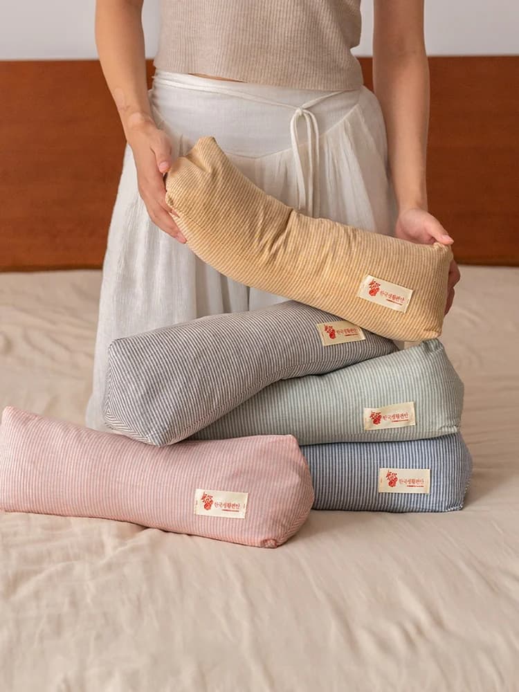 Cuscino in Grano Saraceno a Righe per Adulti, Supporto per il Collo, Uso Domestico, Cuscino Singolo, Cuscino Lombare per Studenti in Dormitorio