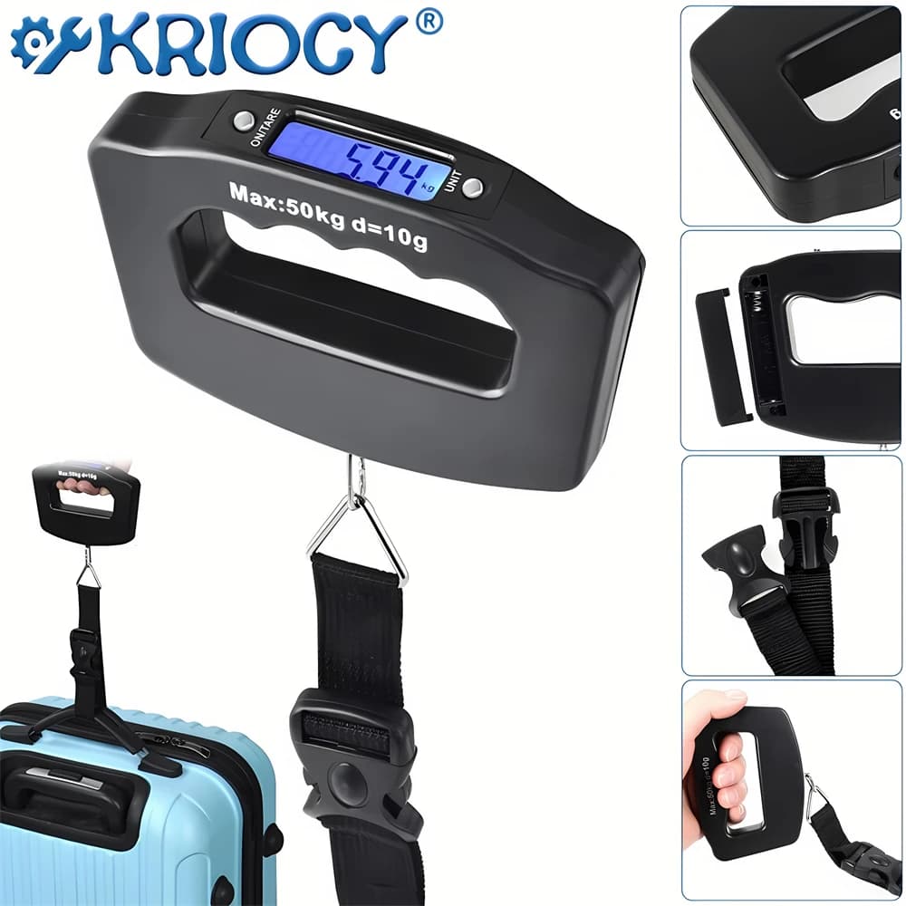 Bilancia per bagagli digitale da 50 kg, valigia portatile elettronica, borsa per bagagli, strumento per pesi con retroilluminazione, bilancia elettronica da viaggio