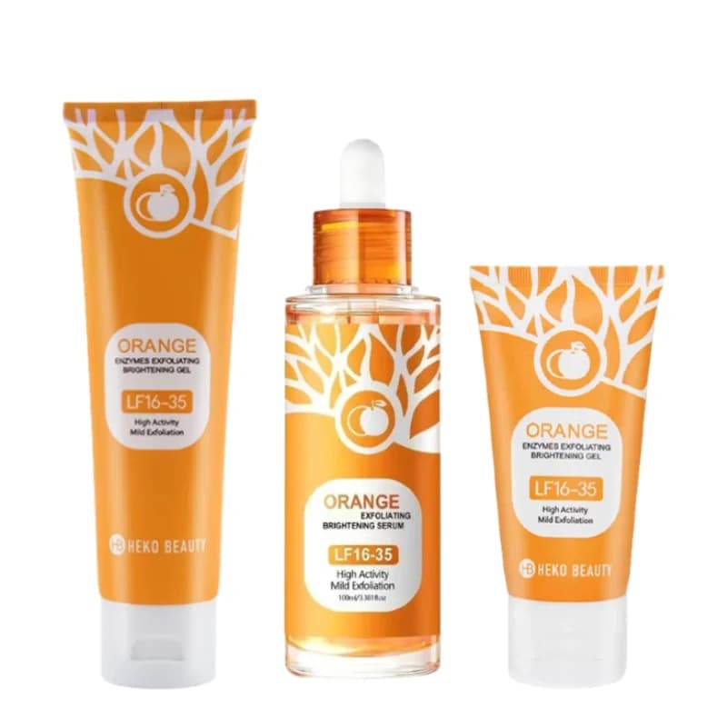 Orange Exfoliating Gel ＆ Serum Set Mild Brightening Remove Dead Skin Exfoliator Vitamin C Hydrating Facial Skin Care