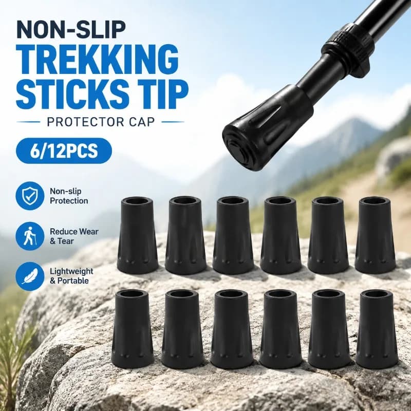 Anti-Slip Rubber Tips Trekking Pole Replacement Caps Shock Absorbing Wear Resistant Cylindrical Foot Sleeves Hiking Stick