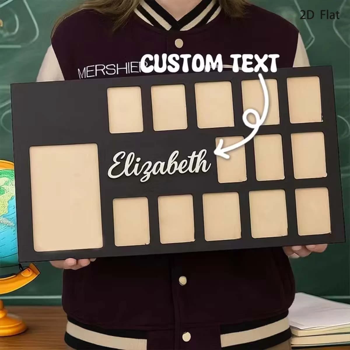 Personalized photo frame with name and school years, customizable wooden photo display for graduation, ideal gift for friends and family