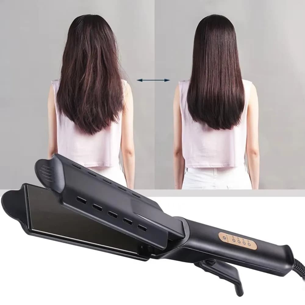 Piastra per capelli 2 in 1 Piastra larga regolabile in temperatura Piastra per stirare Riscaldamento rapido con foro di sfiato